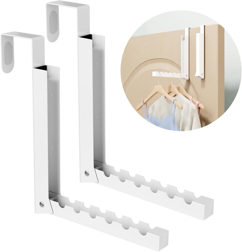 BAKON Over The Door Hanger Folding Clothes Drying Rack, Folding Hanging Coat Rack for Indoor Laundry Room Compact Small Space Foldable Portable Clothing Hanger Hook Collapsible- 2 Pack - Image 1